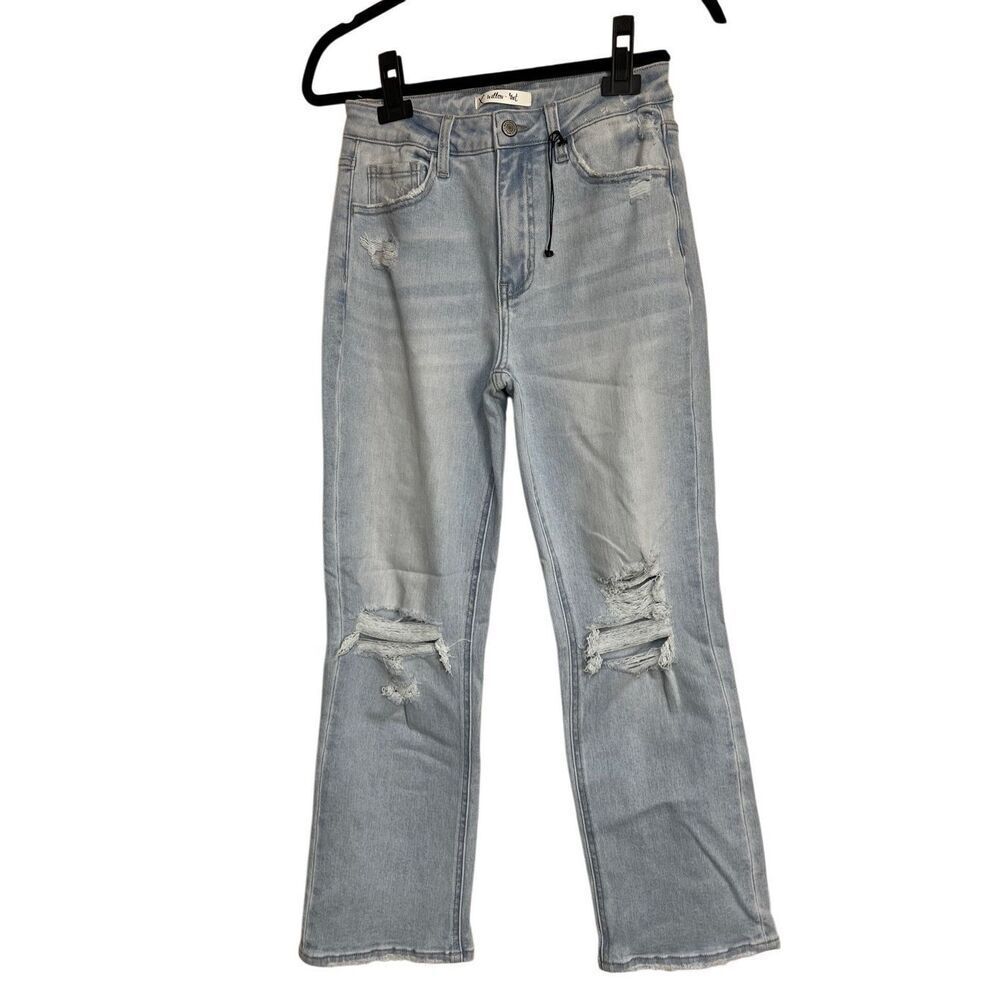 Willow + Root Jeans Womens 26 Blue Denim Distressed Straight Leg NWOT Buckle